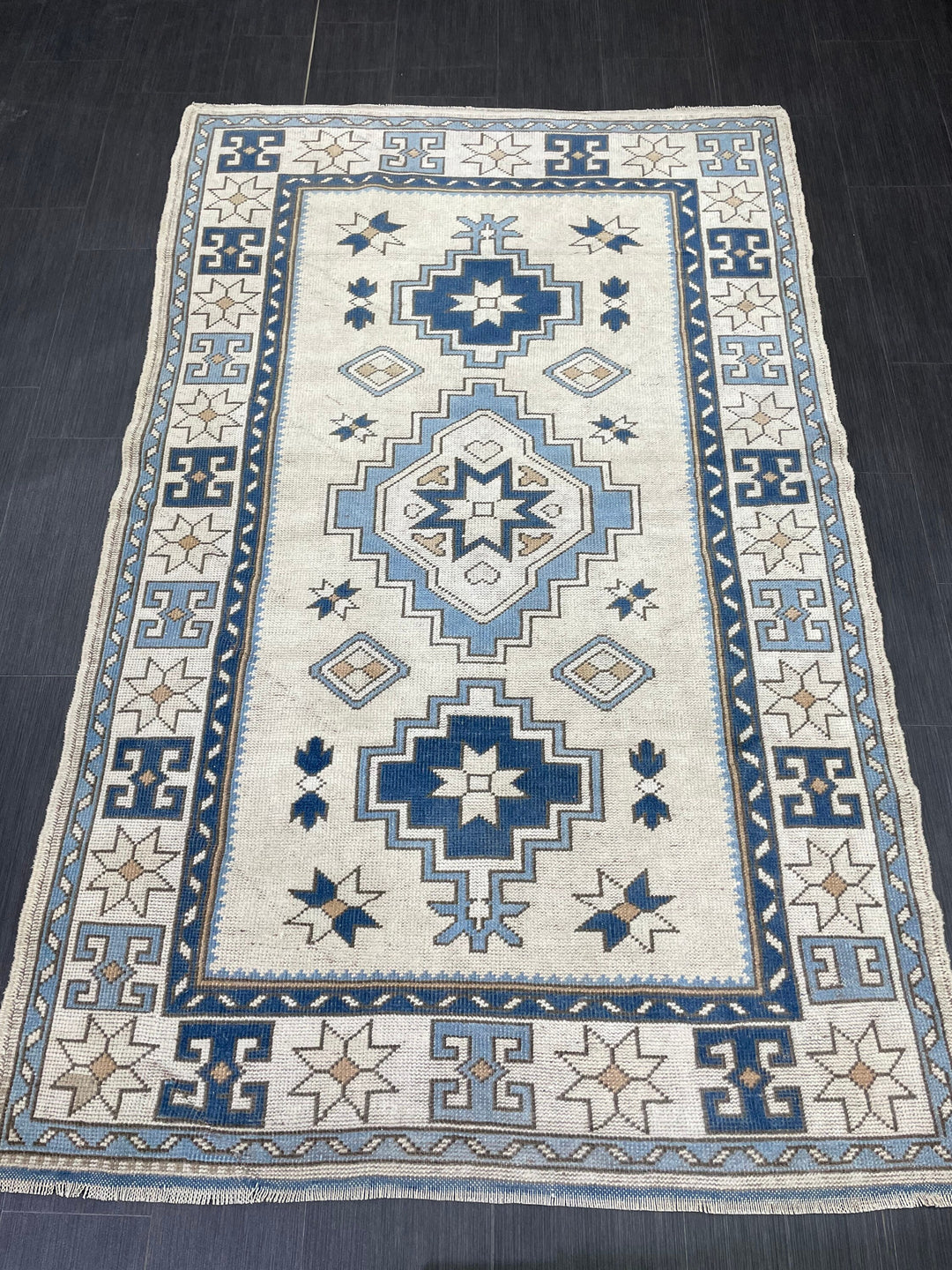Blue Turkish Oushak Rug 4' 6" x 7' 2" Hand-Knotted | No. WR78419
