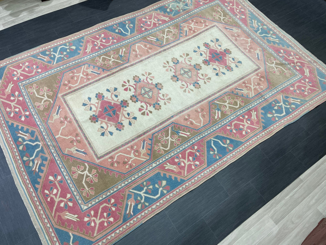 Blue Turkish Oushak Rug 6' 10" x 10' 4" Hand-Knotted | No. WR21080