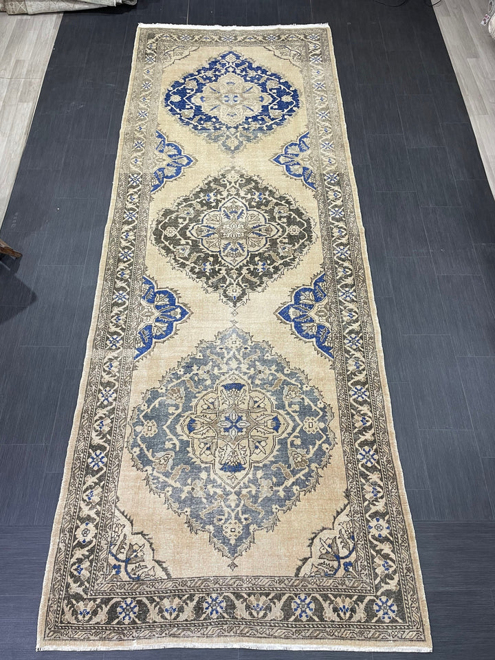 Tan Turkish Runner Rug 4' 9" x 13' 1" Hand-Knotted view