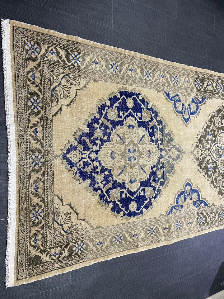 Tan Turkish Runner Rug 4' 9" x 13' 1" Hand-Knotted field