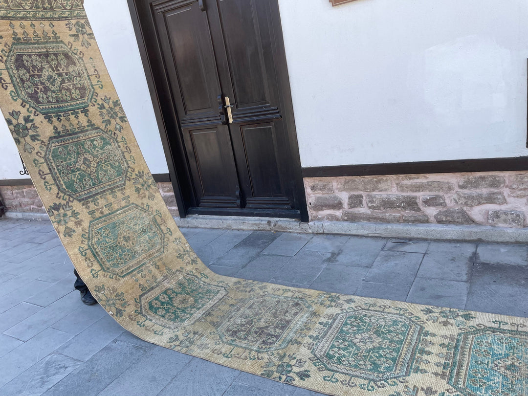 Beige Turkish Runner Rug 2' 7" x 19' 8" Hand-Knotted view