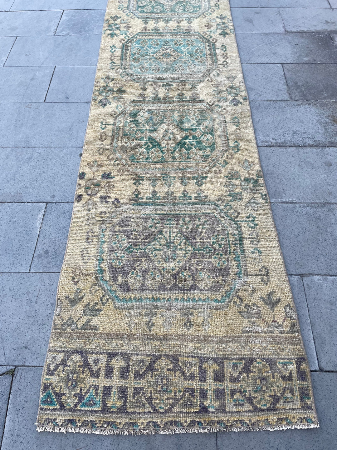 Beige Turkish Runner Rug 2' 7" x 19' 8" Hand-Knotted view 9