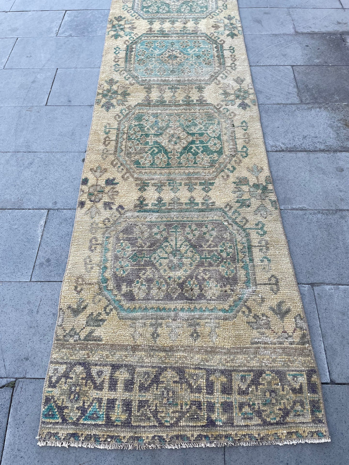 Beige Turkish Runner Rug 2' 7" x 19' 8" Hand-Knotted view 9