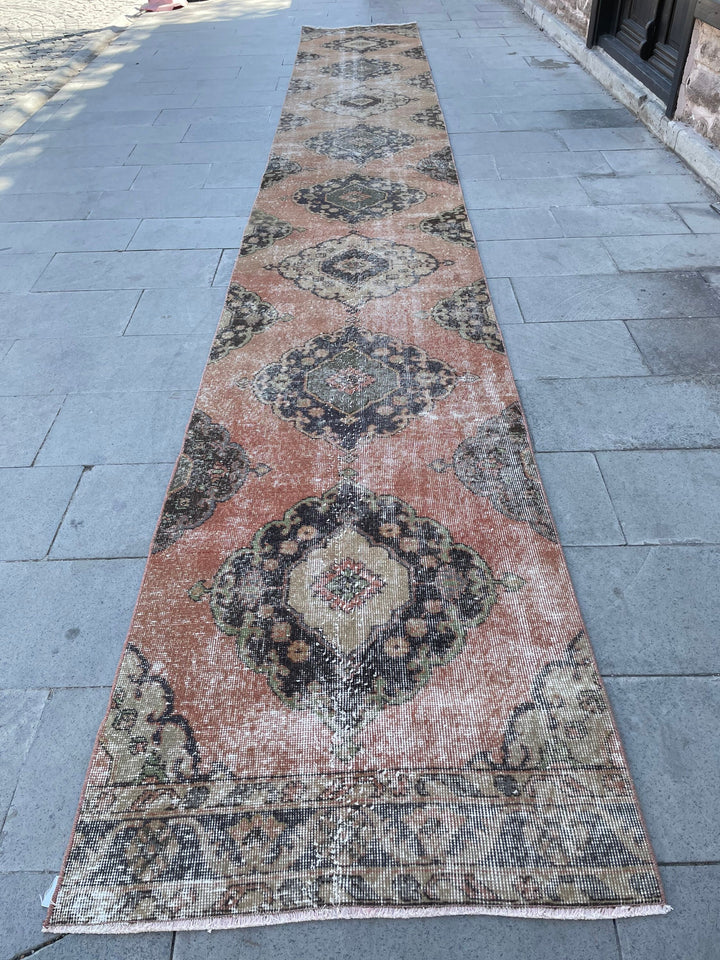 Beige Turkish Runner Rug 2' 9" x 19' 4" Hand-Knotted | No. WR47378