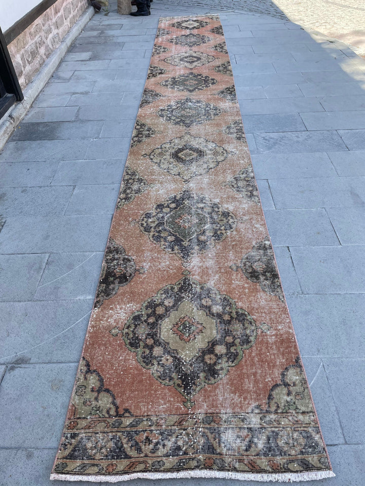 Beige Turkish Runner Rug 2' 9" x 19' 4" Hand-Knotted | No. WR47378