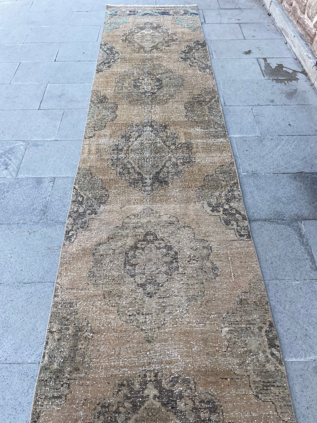 Beige Turkish Runner Rug 2' 10" x 17' 9" Hand-Knotted pattern