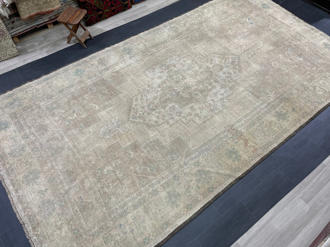 Beige Turkish Runner Rug 7' 4" x 13' 5" Hand-Knotted