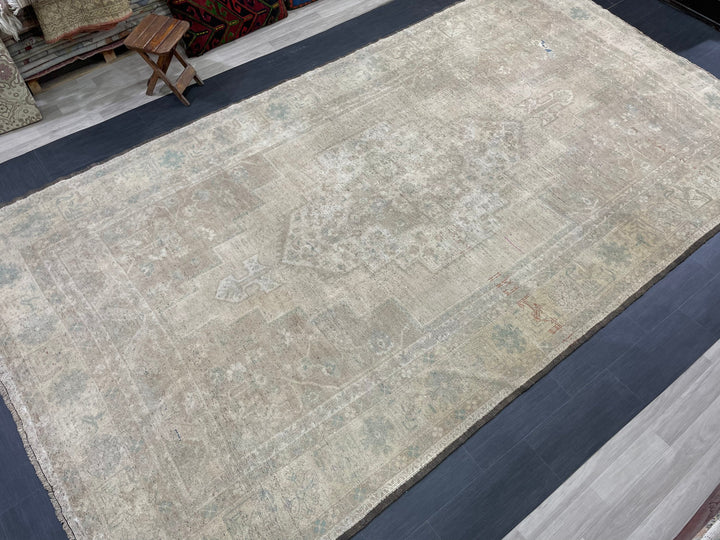 Beige Turkish Runner Rug 7' 4" x 13' 5" Hand-Knotted