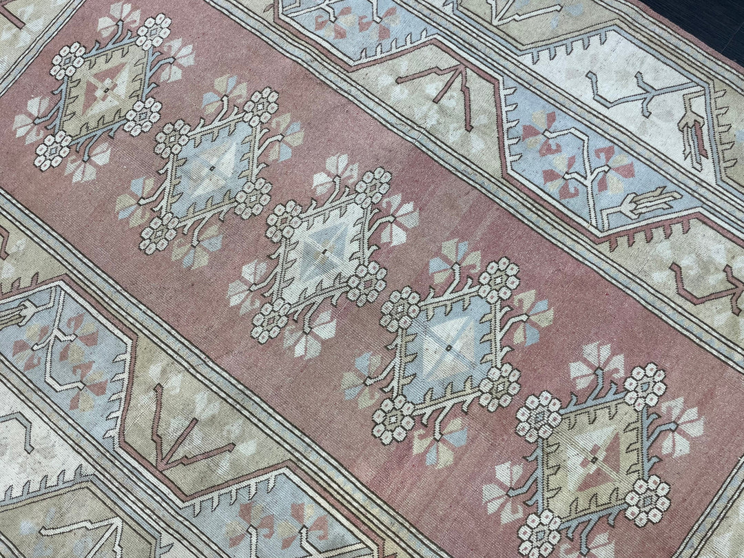 Blue Turkish Oushak Rug 6' 7" x 9' 10" Hand-Knotted reverse