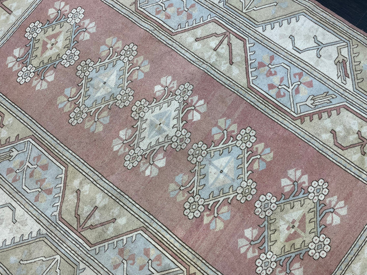 Blue Turkish Oushak Rug 6' 7" x 9' 10" Hand-Knotted reverse