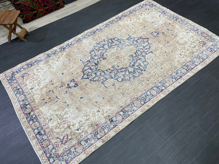 Blue Turkish Oushak Rug 5' 1" x 8' 9" Hand-Knotted | No. WR26826
