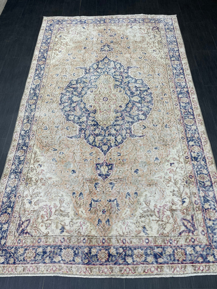 Blue Turkish Oushak Rug 5' 1" x 8' 9" Hand-Knotted | No. WR26826