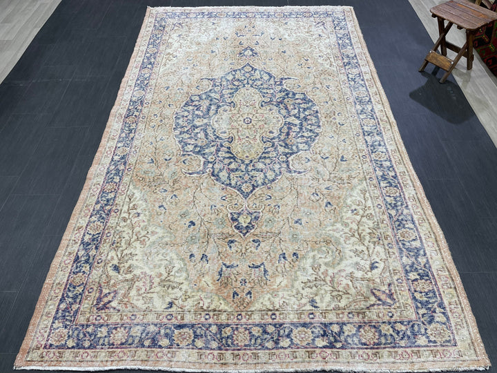 Blue Turkish Oushak Rug 5' 4" x 8' 10" Hand-Knotted | No. WR67824
