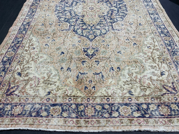 Blue Turkish Oushak Rug 5' 4" x 8' 10" Hand-Knotted | No. WR67824