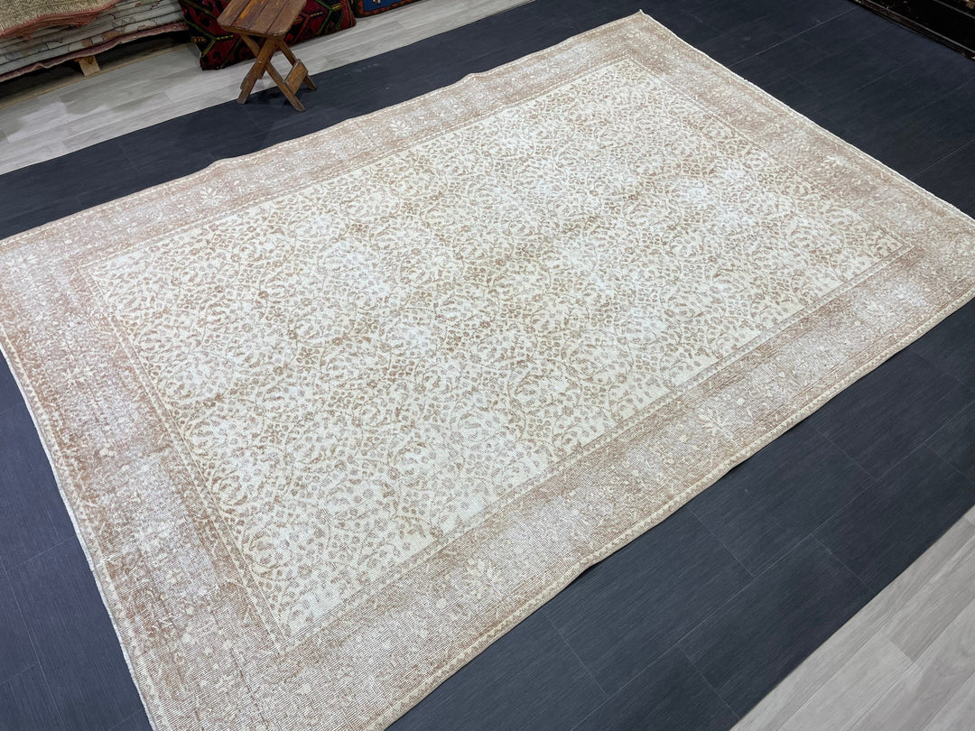 Beige Turkish Oushak Rug 6' 8" x 10' Hand-Knotted view