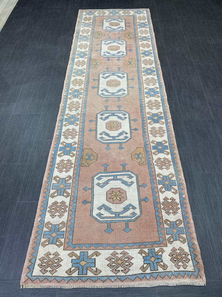 Beige Turkish Runner Rug 3' 1" x 10' 4" Hand-Knotted view