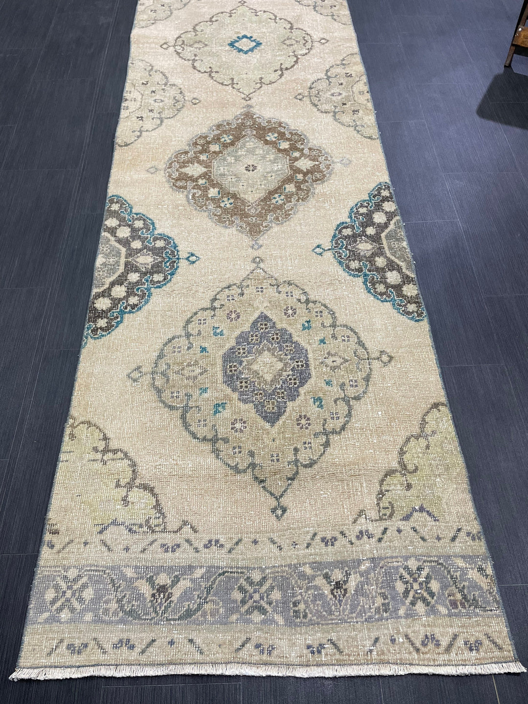 Beige Turkish Runner Rug 2' 11" x 13' 8" Hand-Knotted view