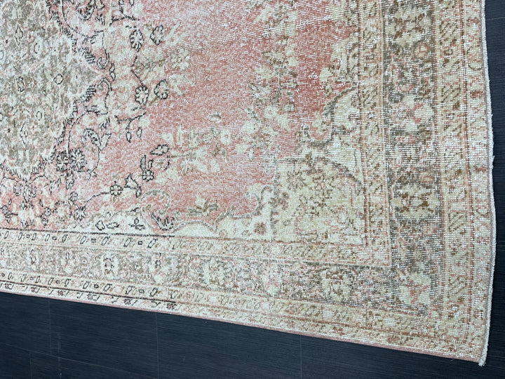 Pink Turkish Oushak Rug 5' 4" x 9' 10" Hand-Knotted reverse