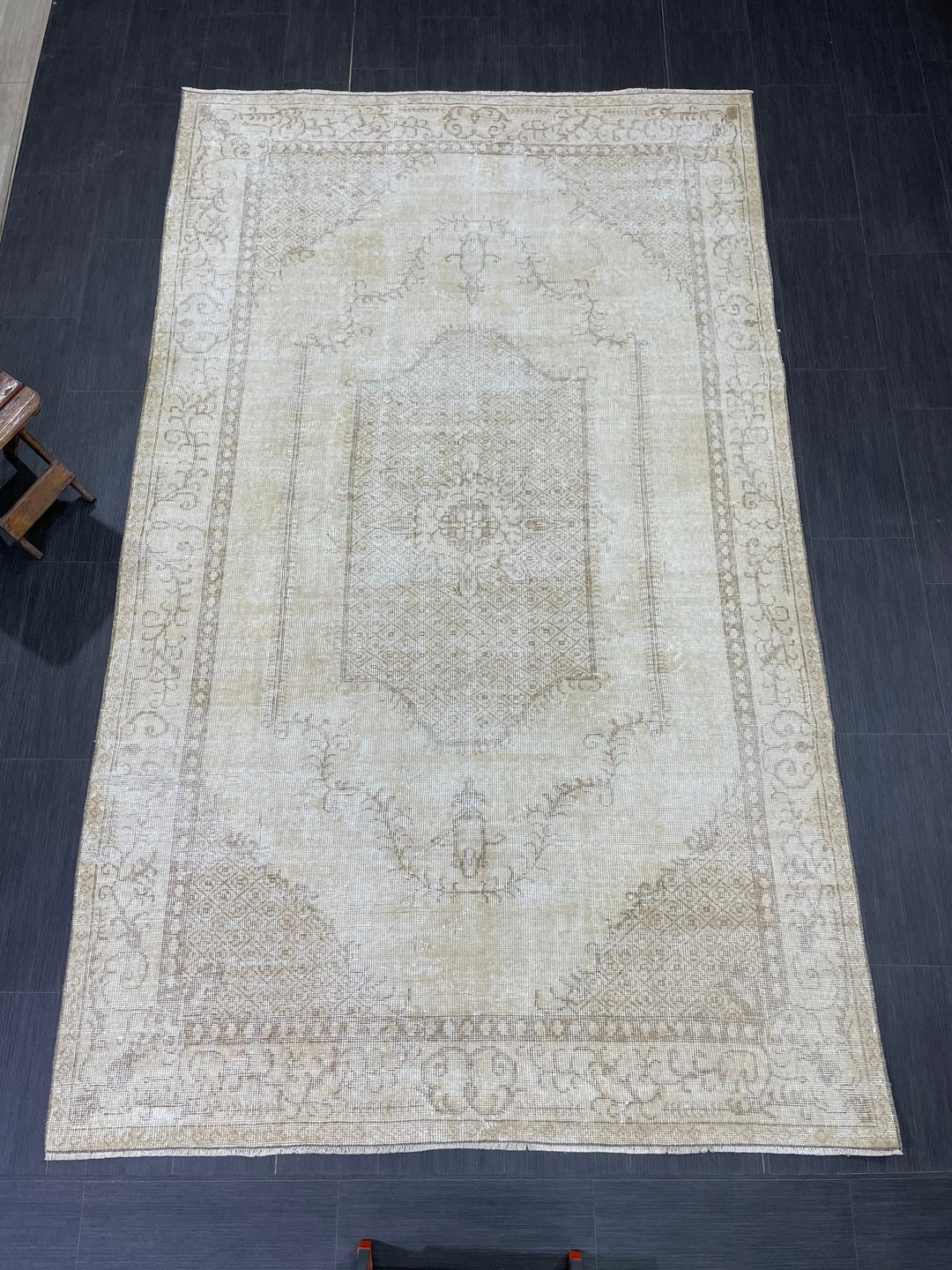 Beige Turkish Oushak Rug 5' 7" x 9' 3" Hand-Knotted view