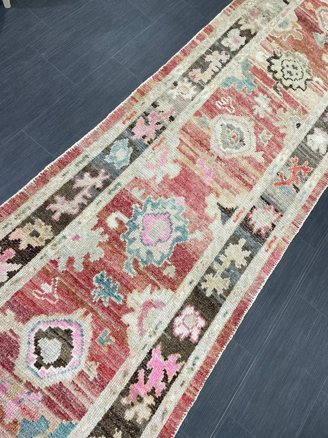 Blue Turkish Runner Rug 2' 11" x 15' 4" Hand-Knotted texture