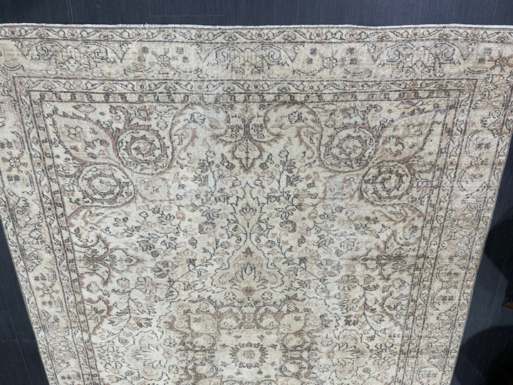 Beige Turkish Oushak Rug 6' 5" x 9' 9" Hand-Knotted view