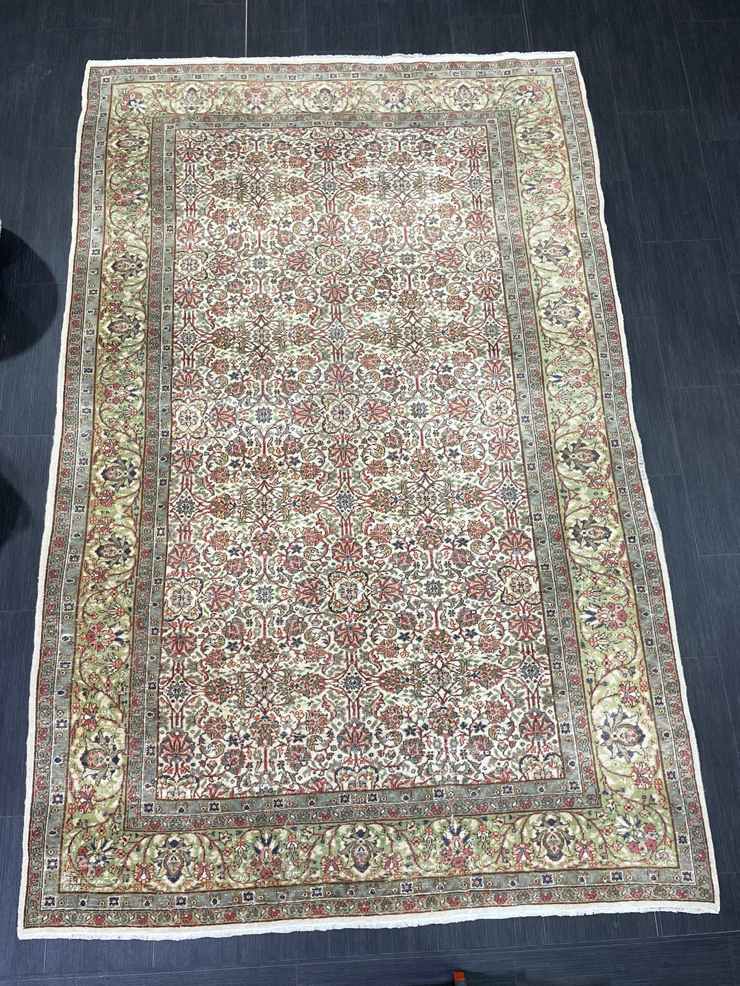 Beige Turkish Runner Rug 5' 5" x 8' 6" Hand-Knotted view 9