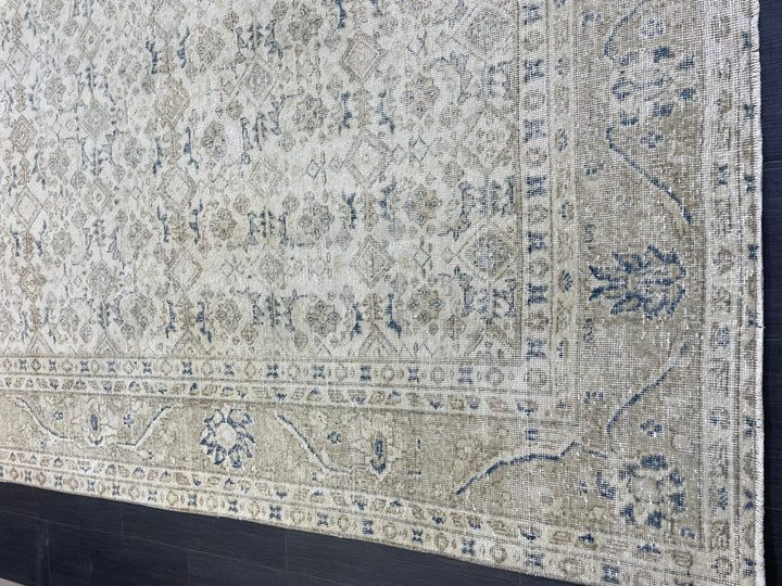 Beige Turkish Oushak Rug 7' 5" x 10' 11" Hand-Knotted field