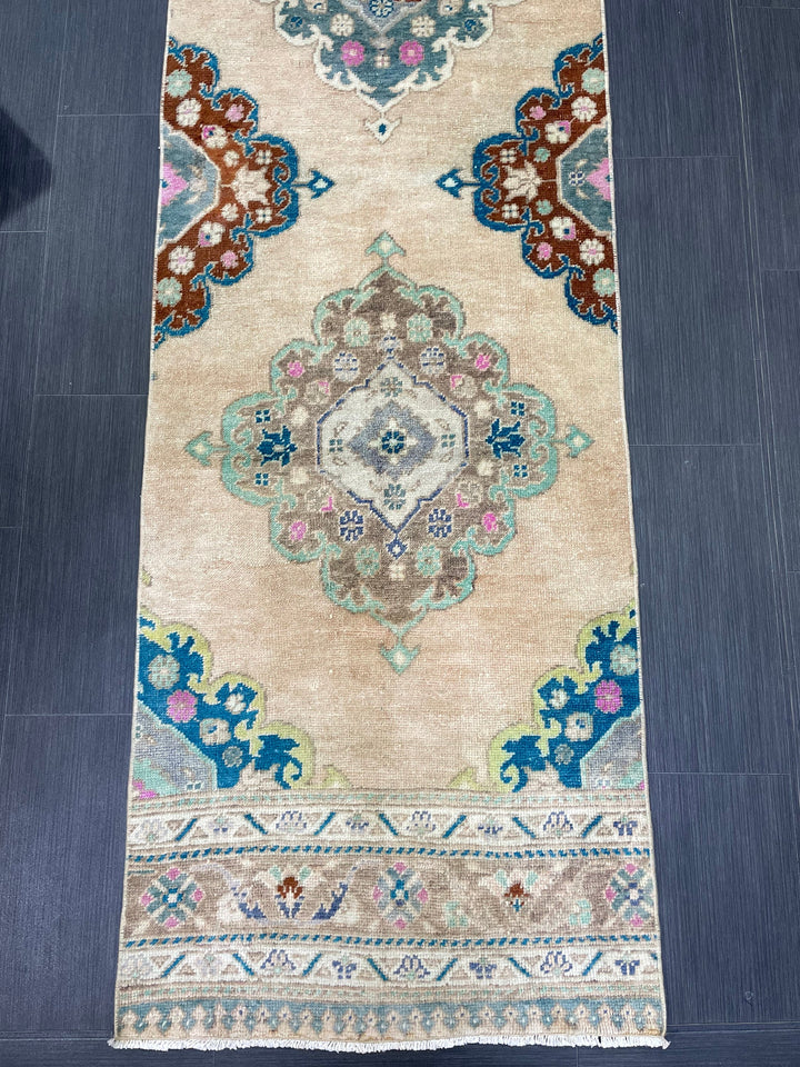 Beige Turkish Runner Rug 2' 6" x 11' 7" Hand-Knotted view