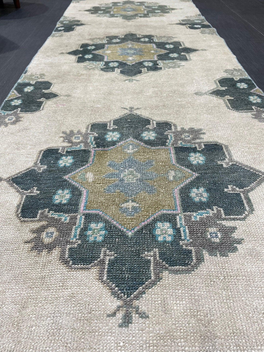 Green Turkish Runner Rug 2' 9" x 11' 1" Hand-Knotted | No. WR31107