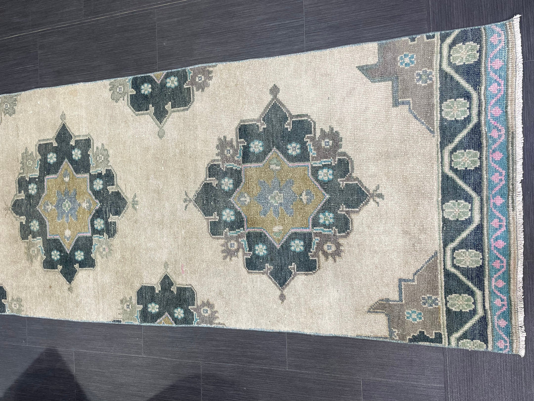 Green Turkish Runner Rug 2' 9" x 11' 1" Hand-Knotted | No. WR31107