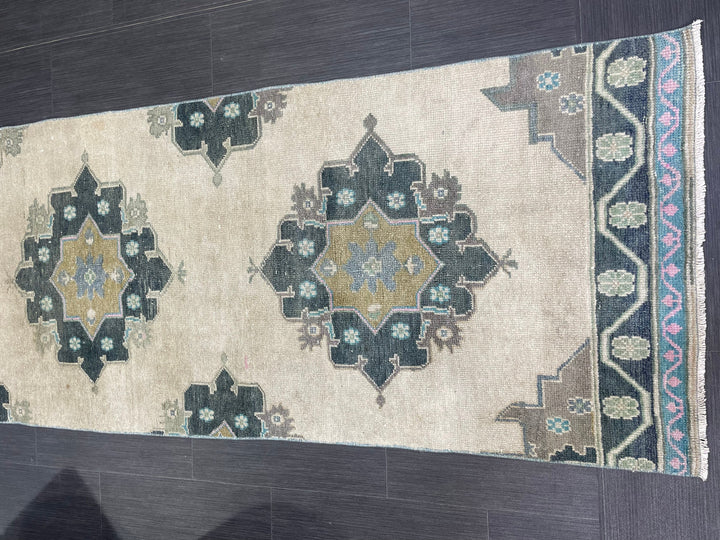 Green Turkish Runner Rug 2' 9" x 11' 1" Hand-Knotted | No. WR31107