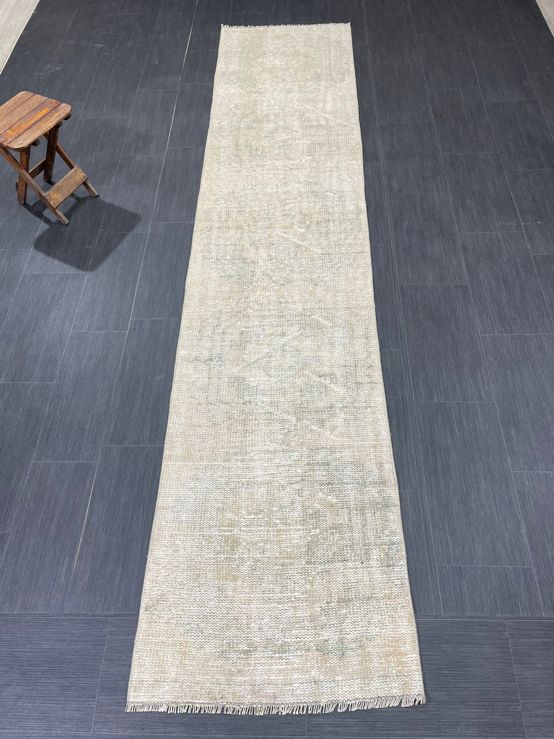 Beige Turkish Runner Rug 2' 4" x 10' 7" Hand-Knotted detail