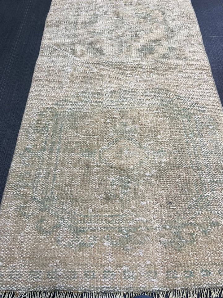 Beige Turkish Runner Rug 2' 4" x 10' 7" Hand-Knotted view