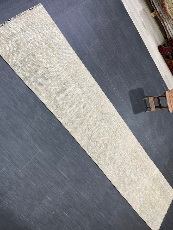 Beige Turkish Runner Rug 2' 4" x 10' 7" Hand-Knotted view 9
