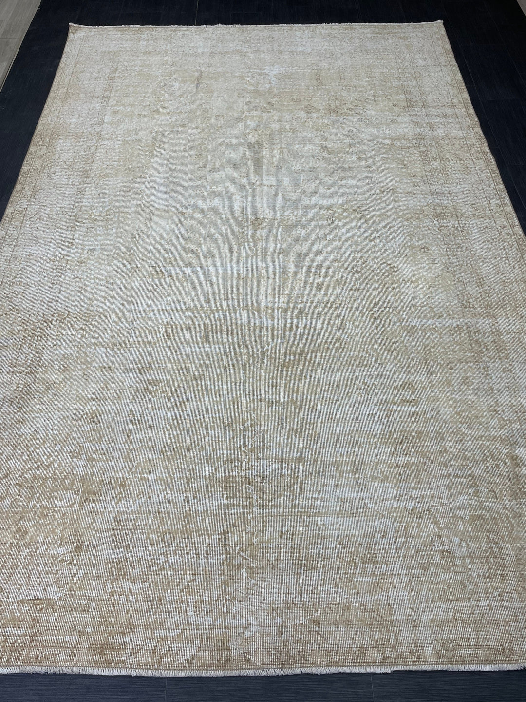 Beige Turkish Oushak Rug 6' 11" x 10' 5" Hand-Knotted reverse