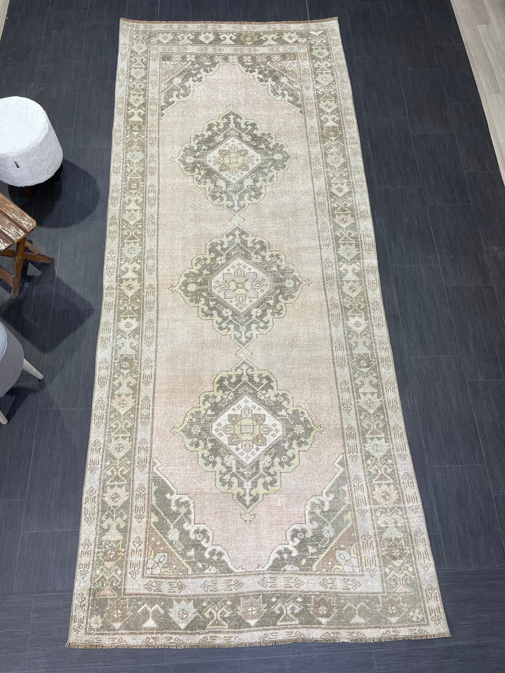 Beige Turkish Runner Rug 4' 6" x 11' 5" Hand-Knotted view