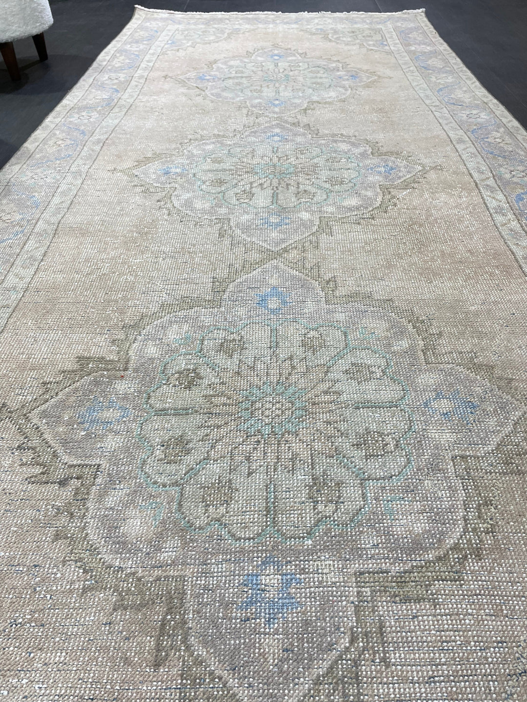 Beige Turkish Runner Rug 4' 5" x 11' 3" Hand-Knotted view