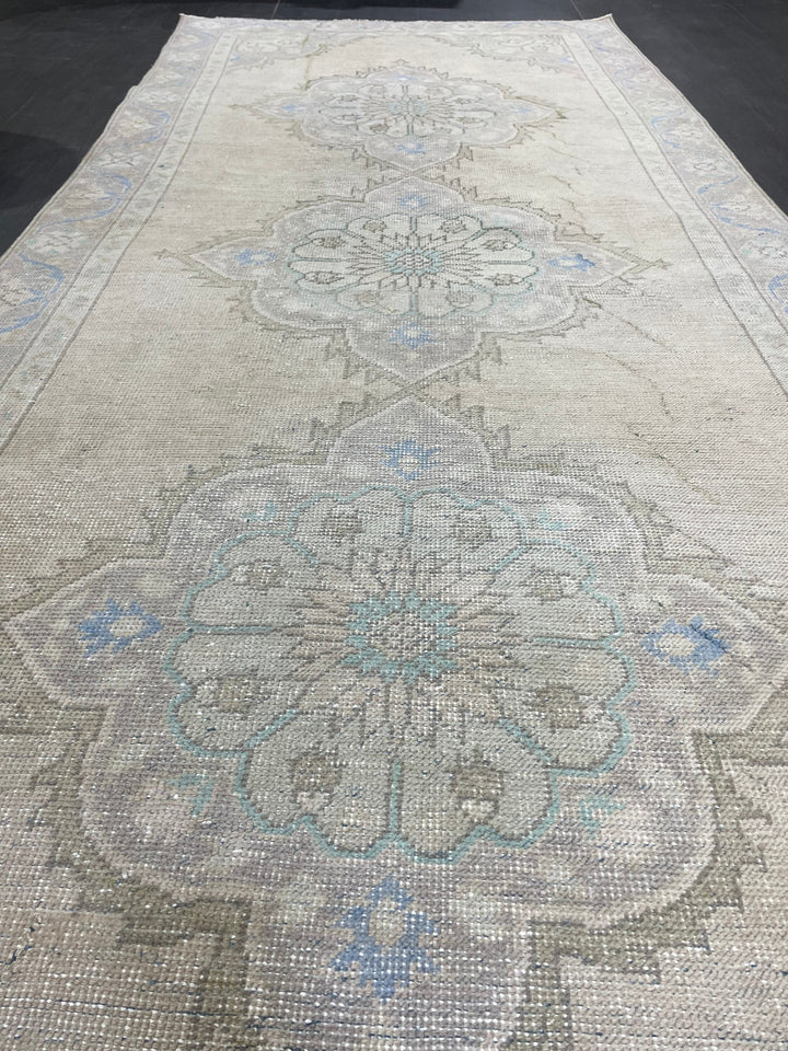 Beige Turkish Runner Rug 4' 3" x 10' 9" Hand-Knotted view