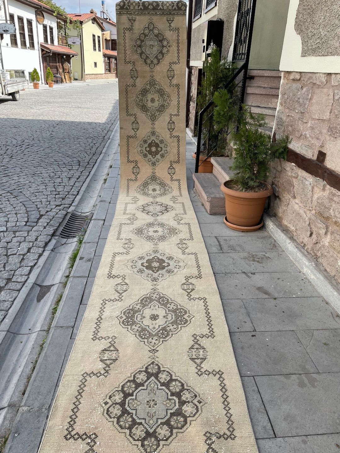 Beige Turkish Runner Rug 2' 9" x 18' 7" Hand-Knotted view
