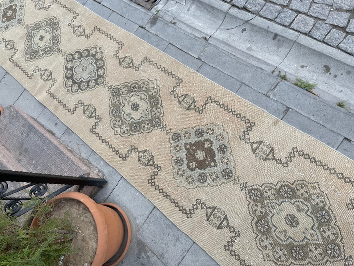 Beige Turkish Runner Rug 2' 9" x 18' 7" Hand-Knotted view 9