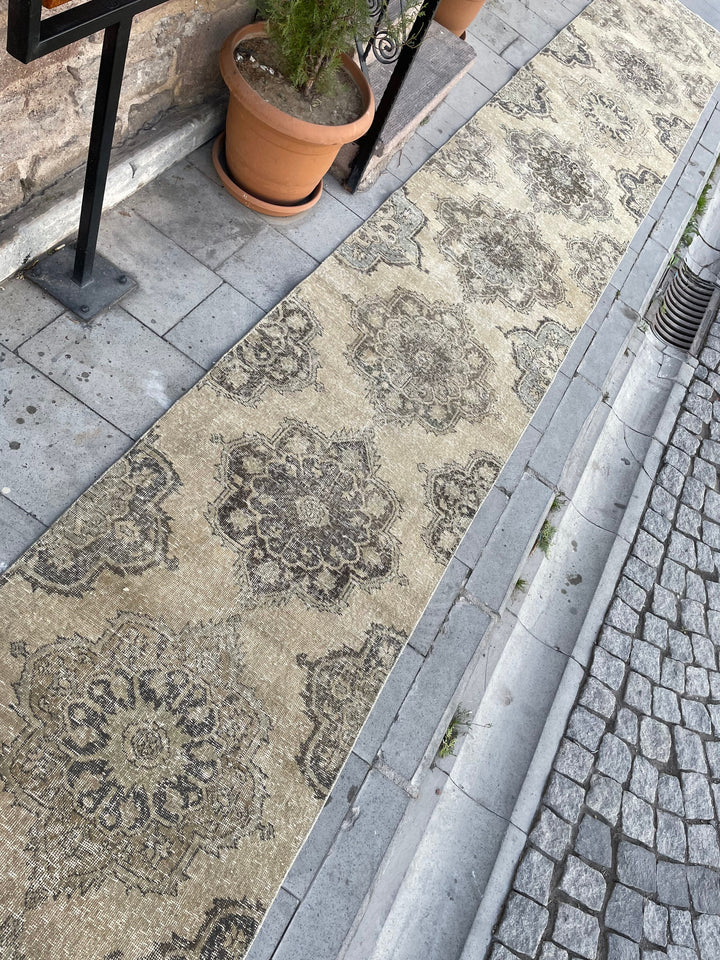 Beige Turkish Runner Rug 2' 9" x 23' 6" Hand-Knotted pattern