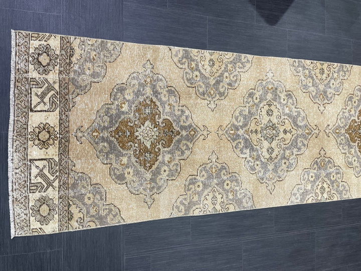 Beige Turkish Runner Rug 2' 9" x 13' 7" Hand-Knotted view