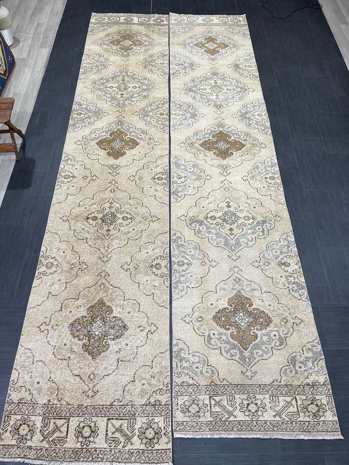 Beige Turkish Runner Rug 2' 9" x 13' 7" Hand-Knotted view 9