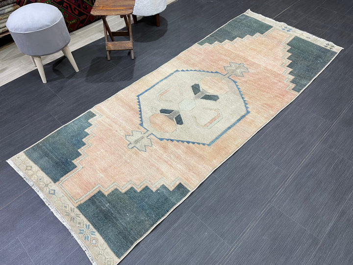 Beige Turkish Runner Rug 3' 1" x 7' 6" Hand-Knotted
