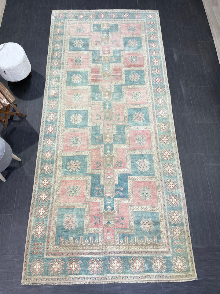 Turkish Oushak Rug 4' 11" x 11' 1" Hand-Knotted field