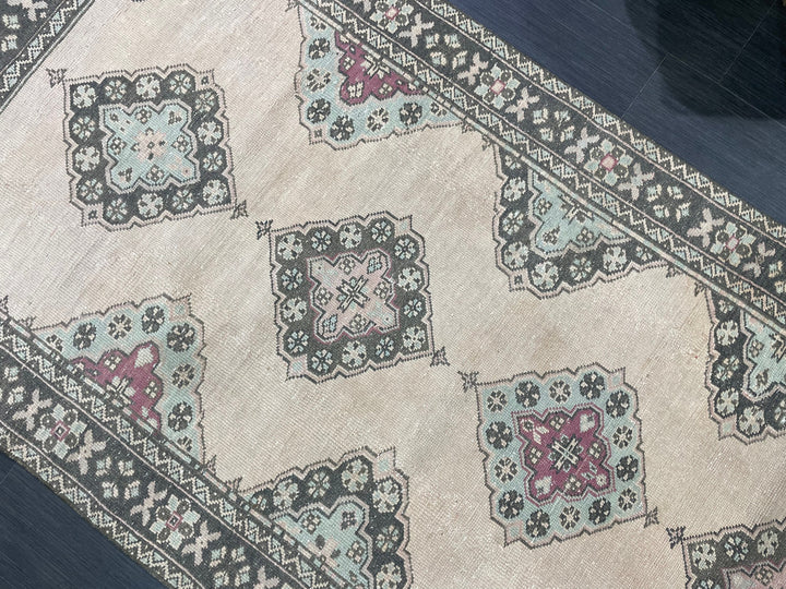 Turkish Runner Rug 4' 3" x 10' 1" Hand-Knotted field
