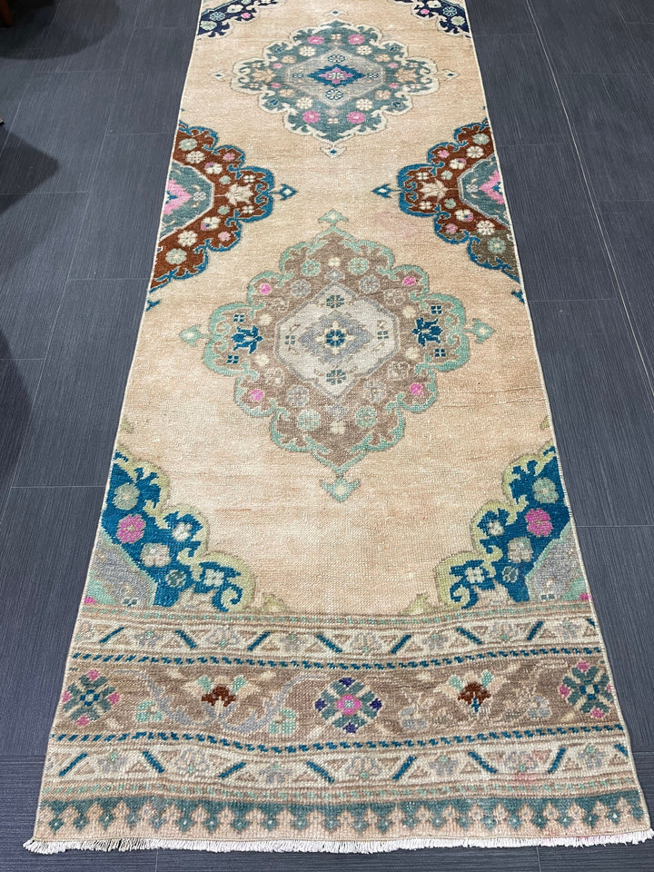 Turkish Runner Rug 2' 7" x 11' 5" Hand-Knotted close-up
