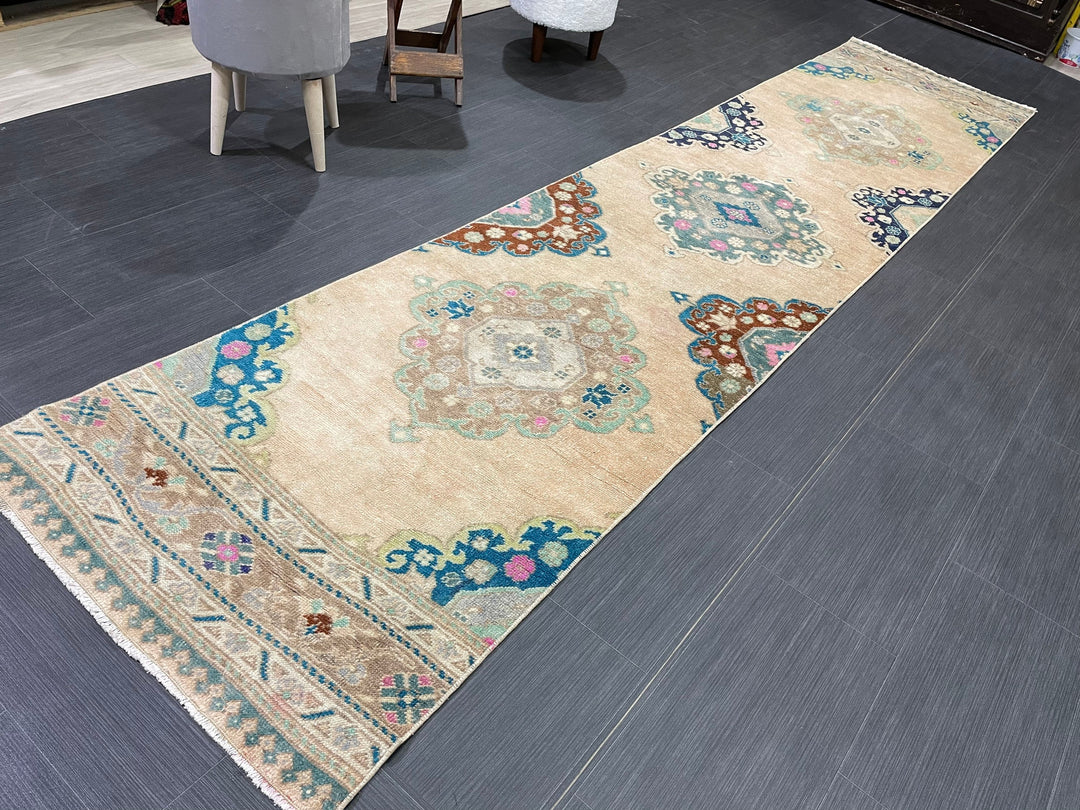 Turkish Runner Rug 2' 7" x 11' 5" Hand-Knotted pattern