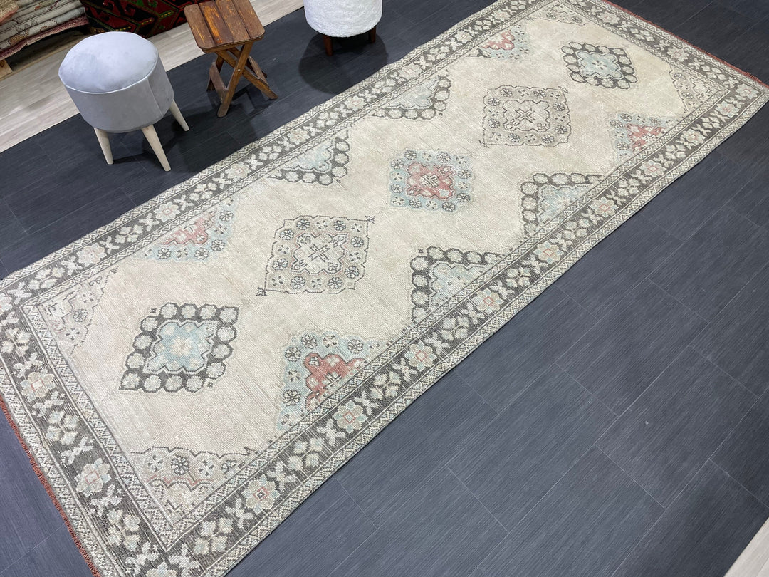 Turkish Runner Rug 4' 4" x 10' 4" Hand-Knotted