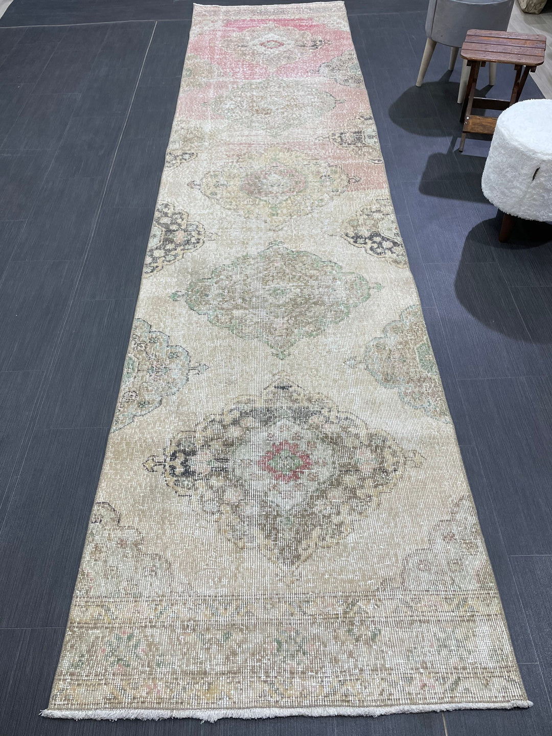 Turkish Runner Rug 2' 11" x 12' Hand-Knotted detail